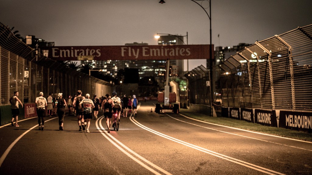 Running on the Albert Park Grand Prix track.