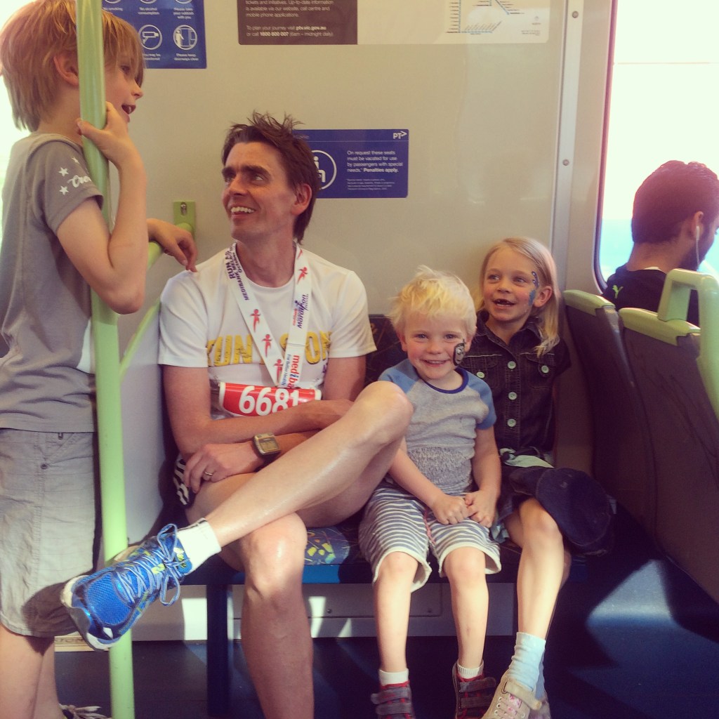 The support crew on the train ride home.