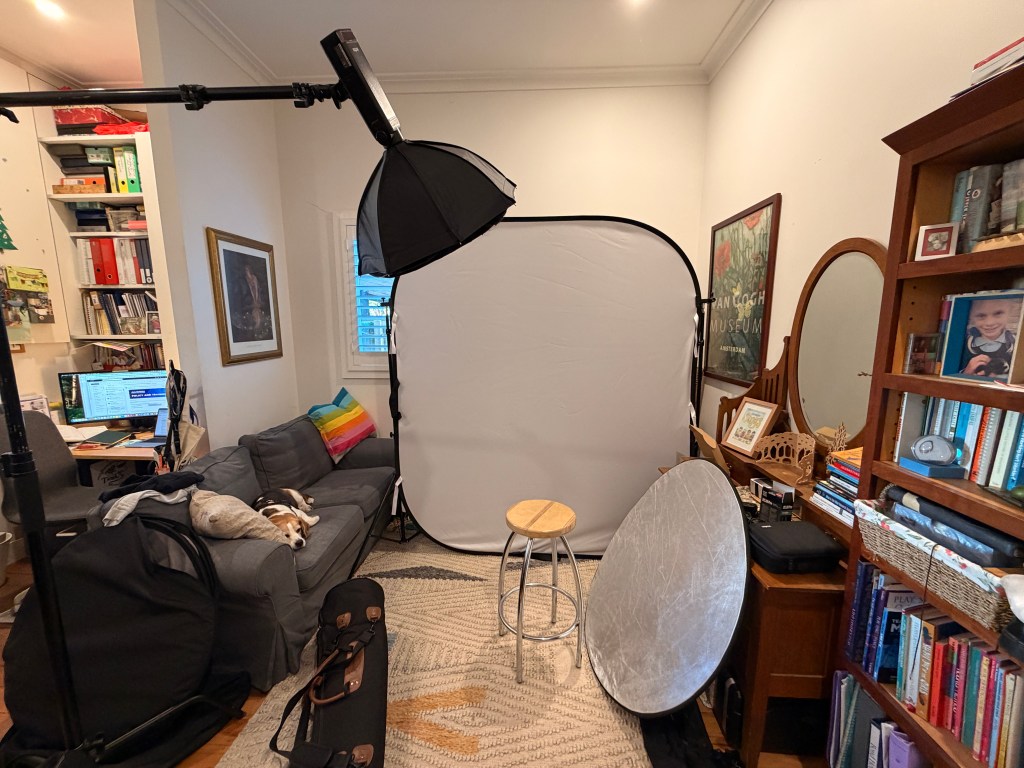 Photo lighting set up with a white background